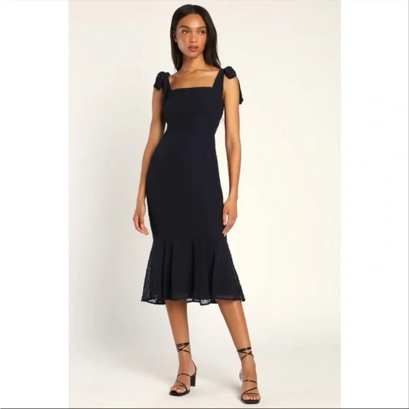 a line sleeveless midi dress Sleeveless Beaded Blouson Midi Dress In Midnight Multi